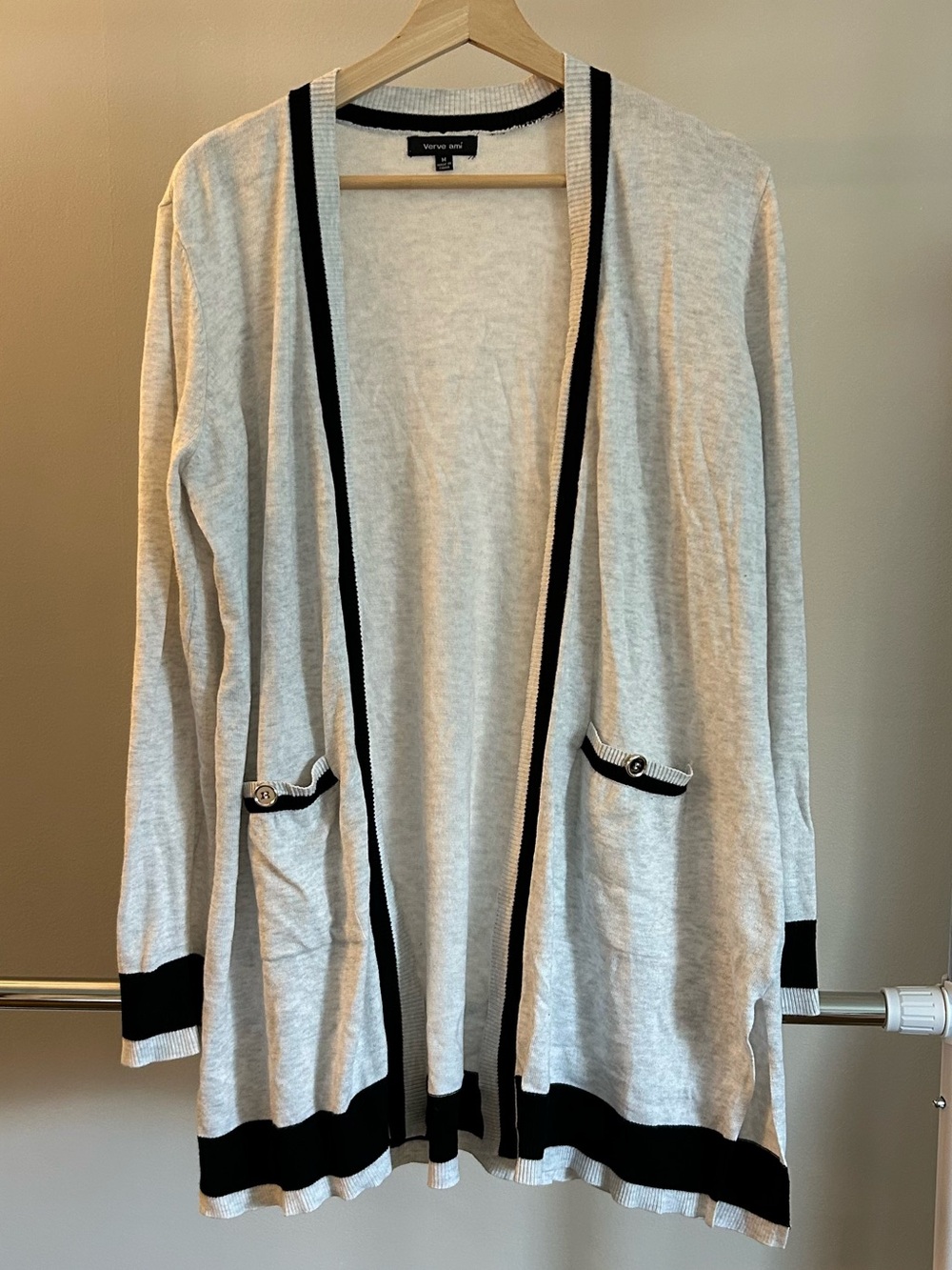 Spring and Summer Elevated Cardigan - Verve Ami Light Gray with Black Trim
